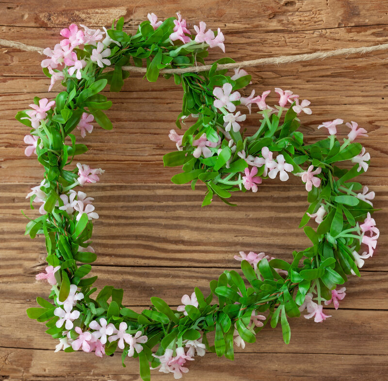 Flower Wreath on Wood