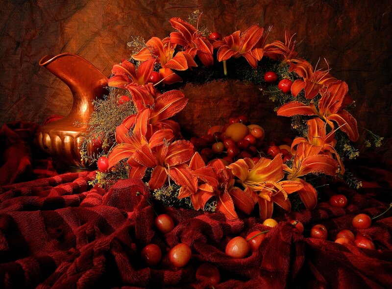 Flower Wreath with Fruit