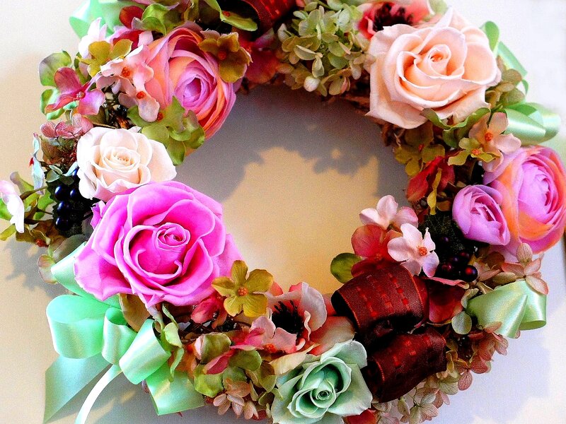 Flower Wreath with Roses — Pink