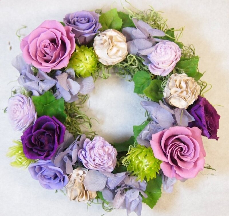 Flower Wreath with Roses — Purple