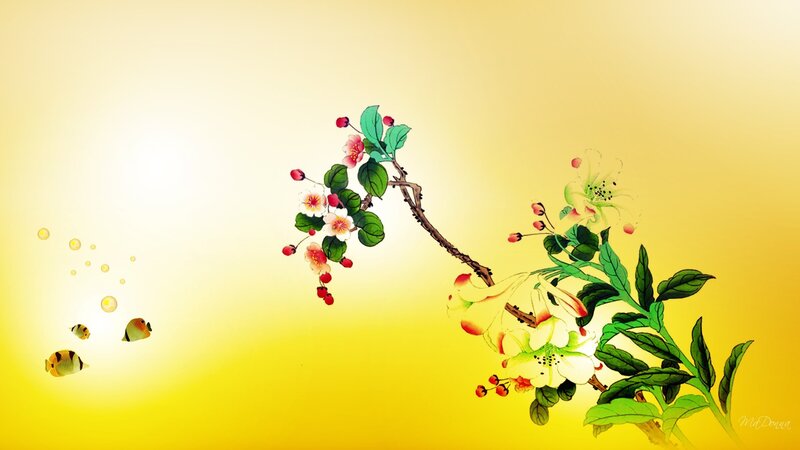 Flowering Branch with Fish