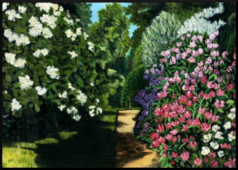 Flowering Bushes in Garden — Green, Serene