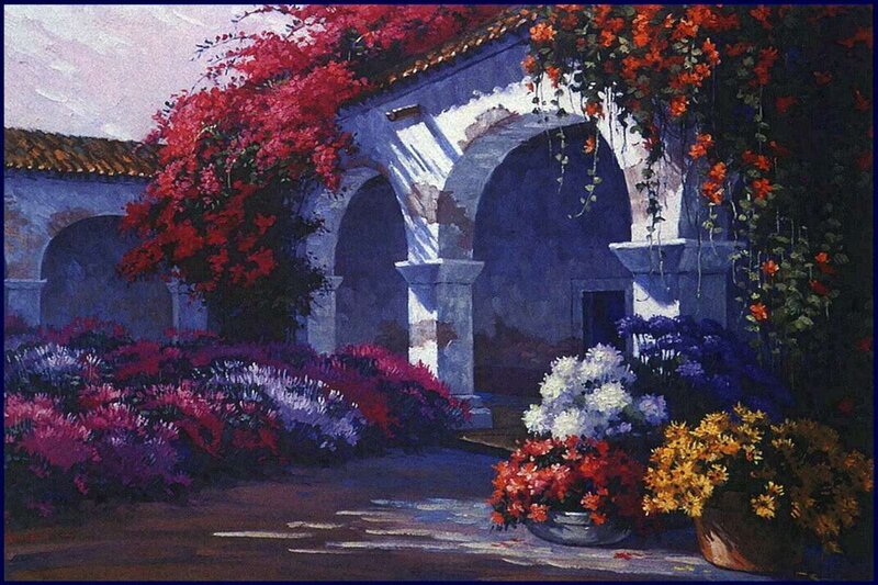 Flowering Garden Courtyard — Red