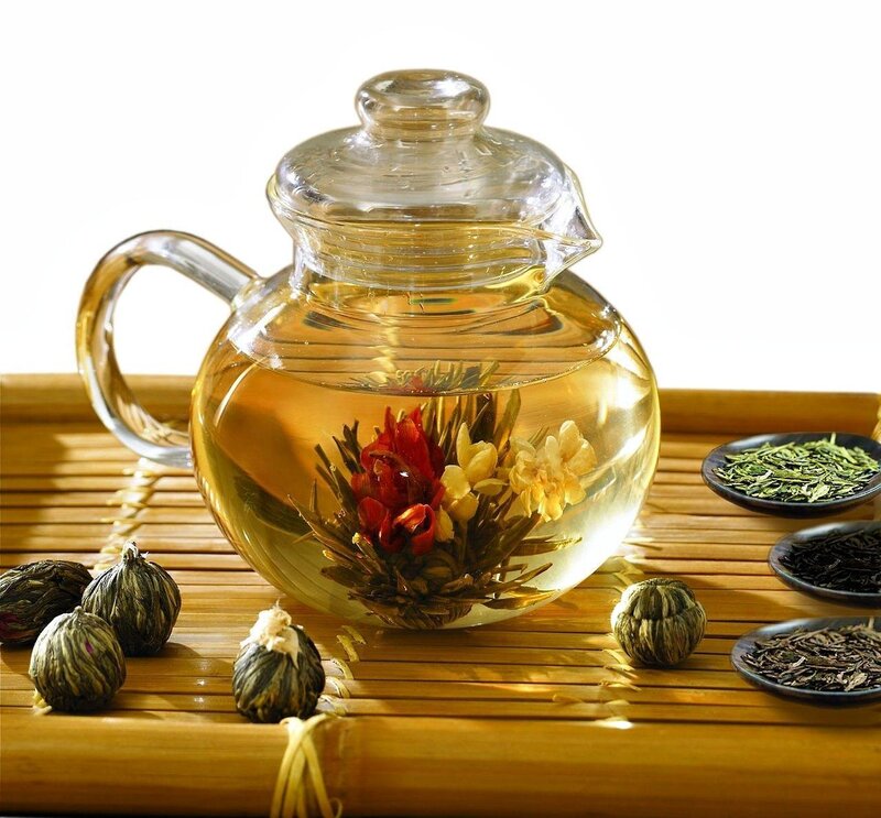 Flowering Tea in Glass Pot — Yellow
