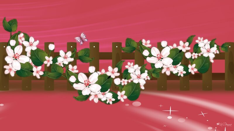 Flowering Vines on Fence