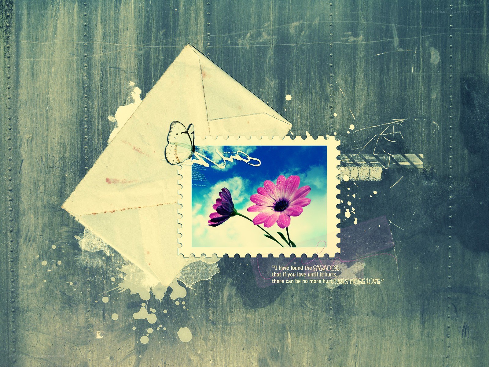 Flowers and a letter collage