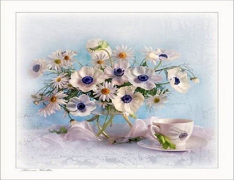 Flowers and a teacup