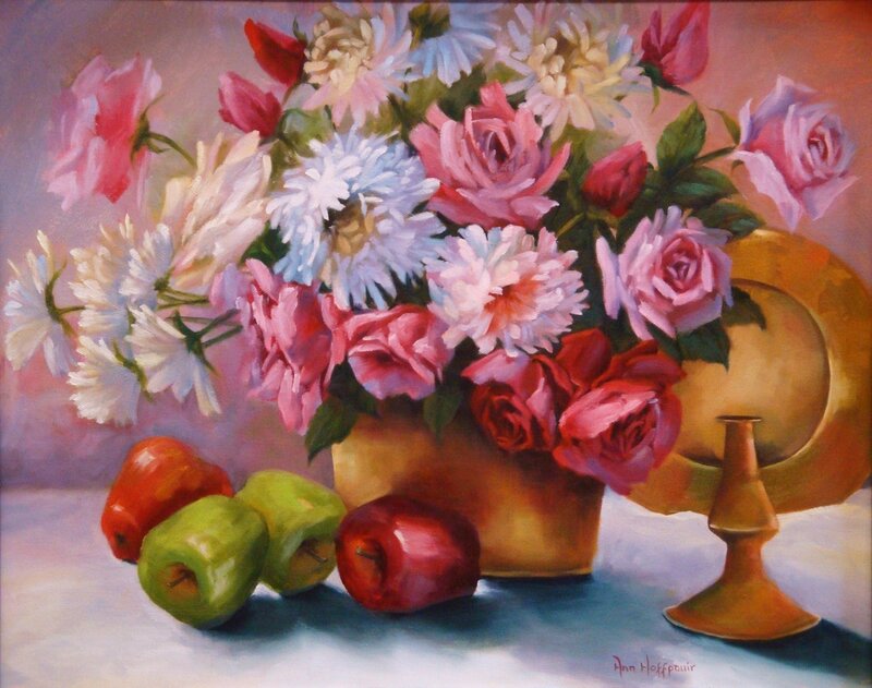 Flowers and Apples in Vase
