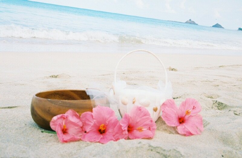 Flowers and Basket on Beach