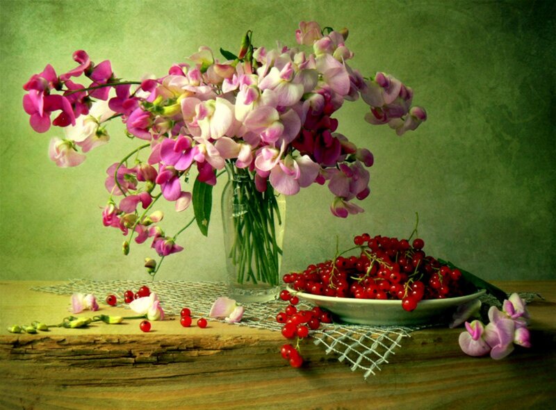 Flowers and Berries on Table