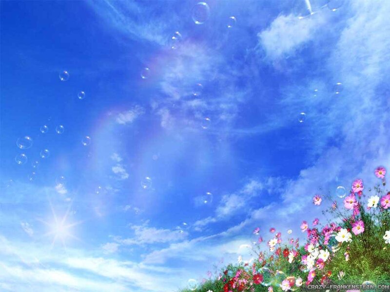 Flowers and Bubbles in Sky
