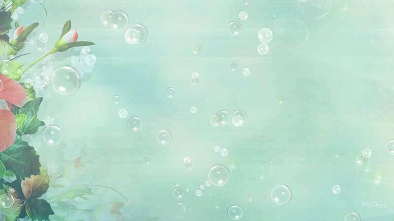 Flowers and Bubbles — Light Green