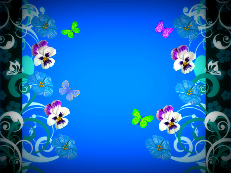Flowers and Butterflies — Blue, Calm