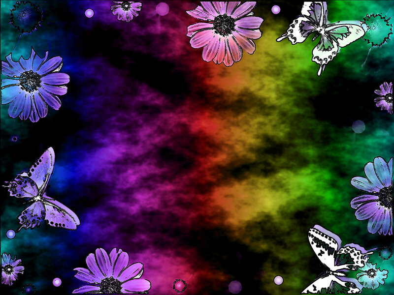 Flowers and Butterflies — Purple, Vibrant