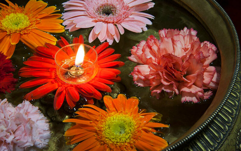Flowers and Candle in Water