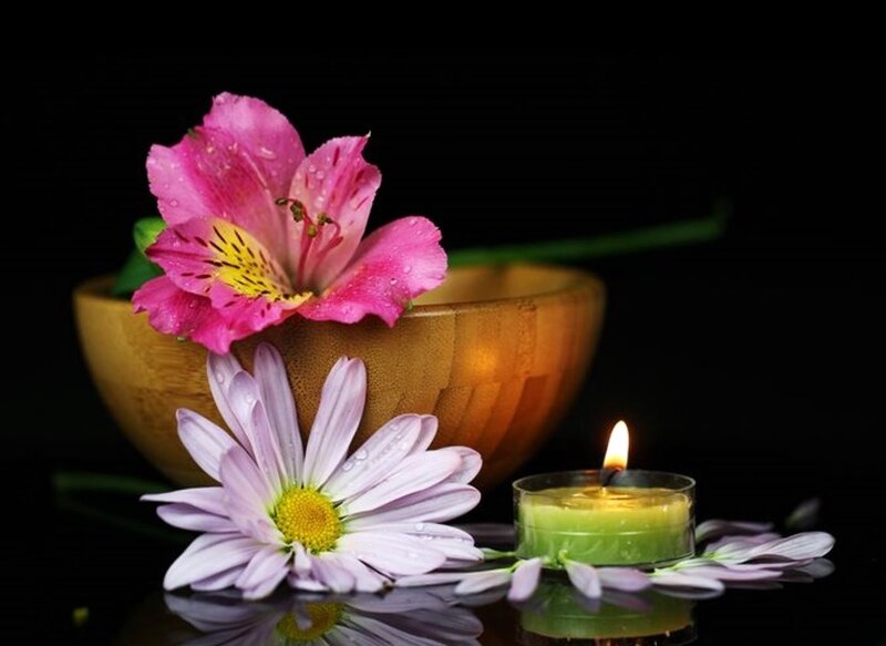 Flowers and Candle — Pink