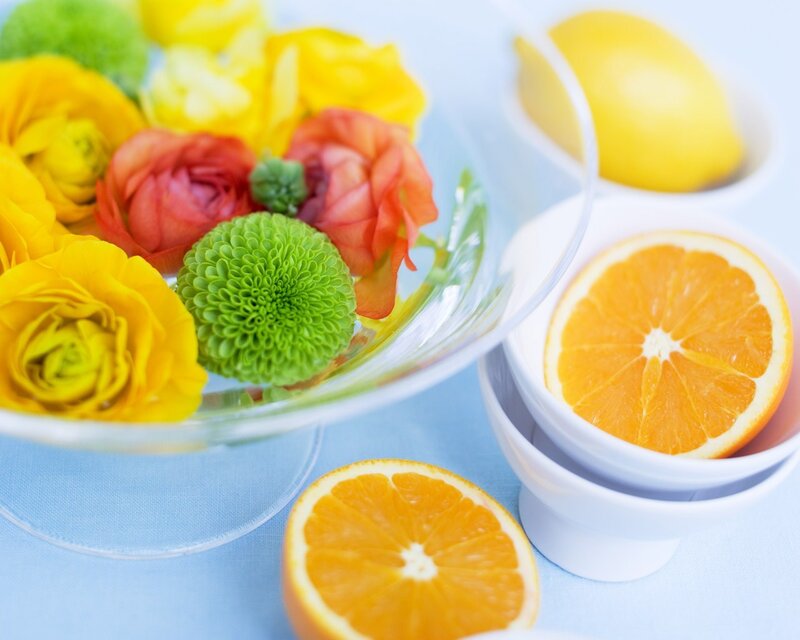 Flowers and citrus fruits