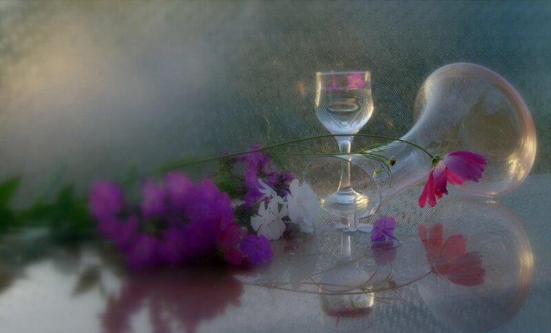 Flowers and Glassware — Purple