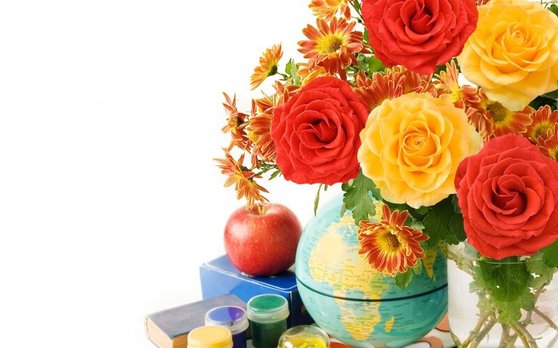 Flowers and Globe on Table