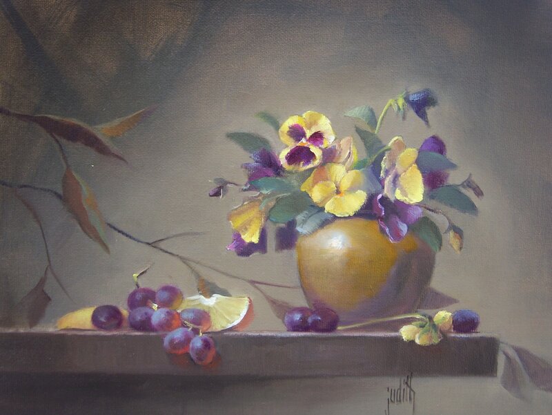 Flowers and Grapes in Vase