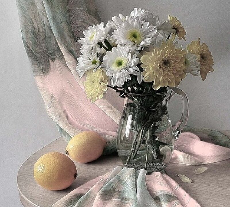 Flowers and Lemons in Pitcher