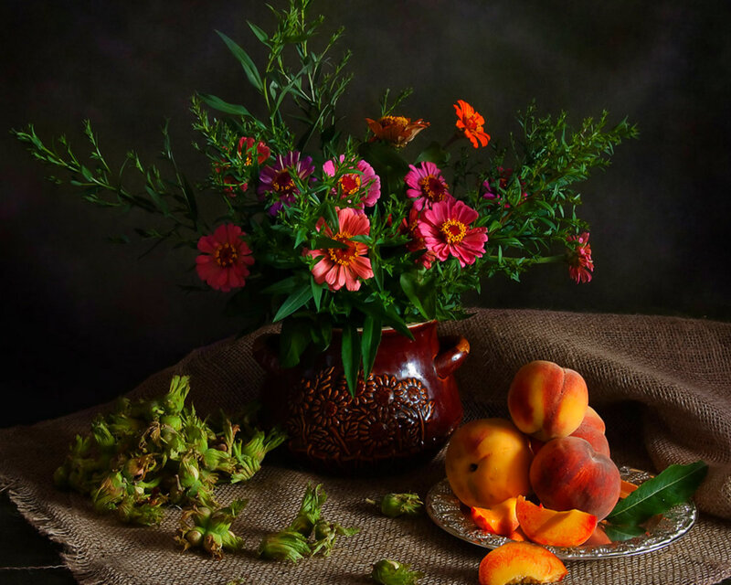 Flowers and Peaches — Brown
