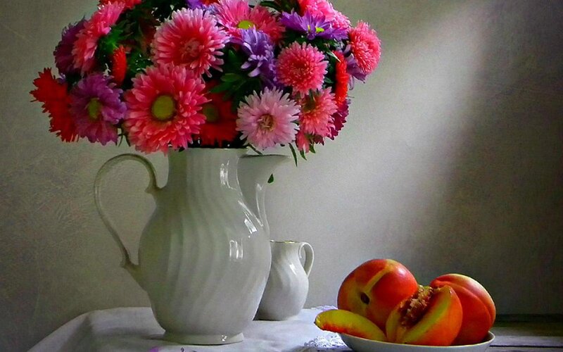 Flowers and Peaches — White