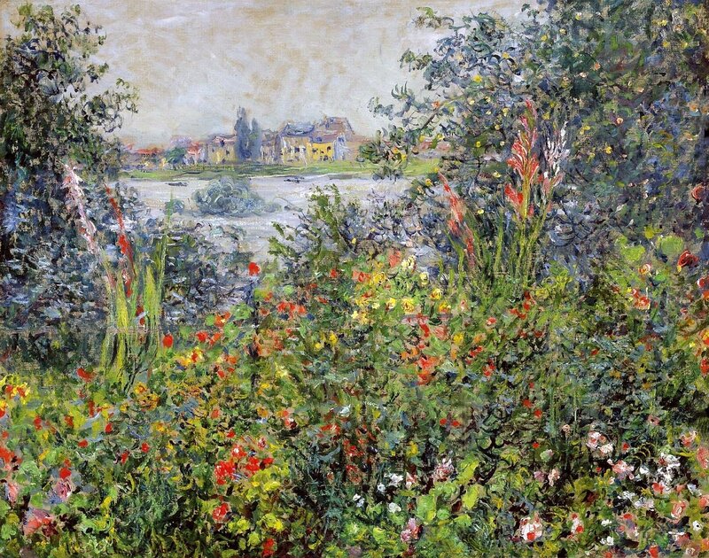 Flowers and River View