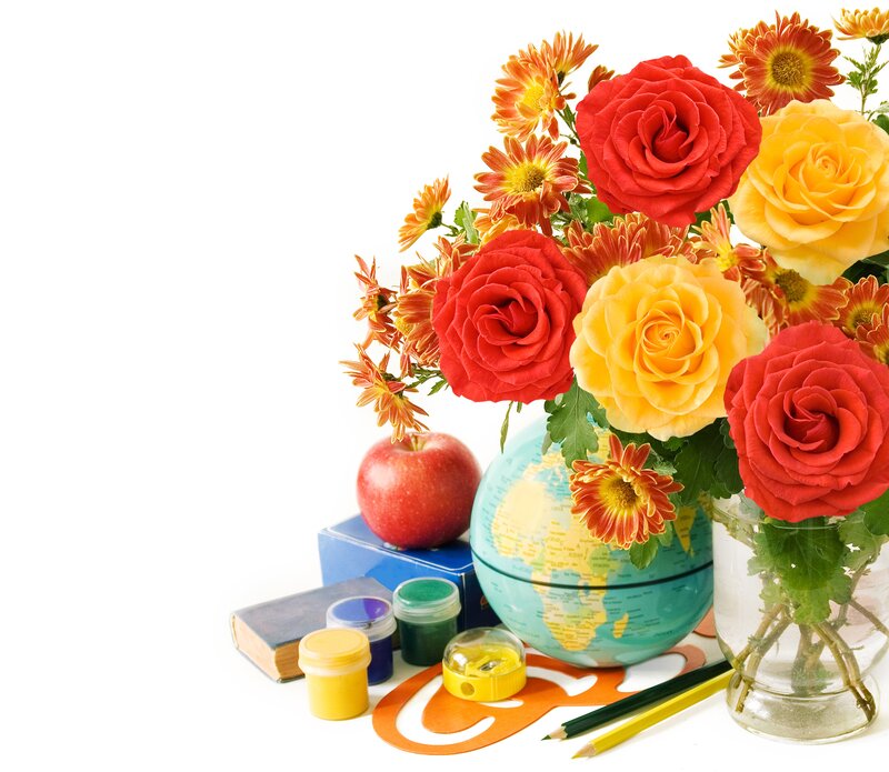 Flowers and School Supplies