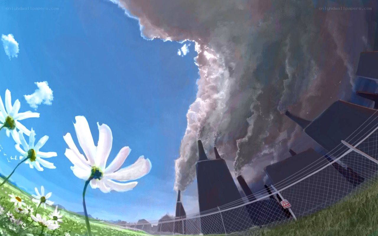 Flowers and smokestacks