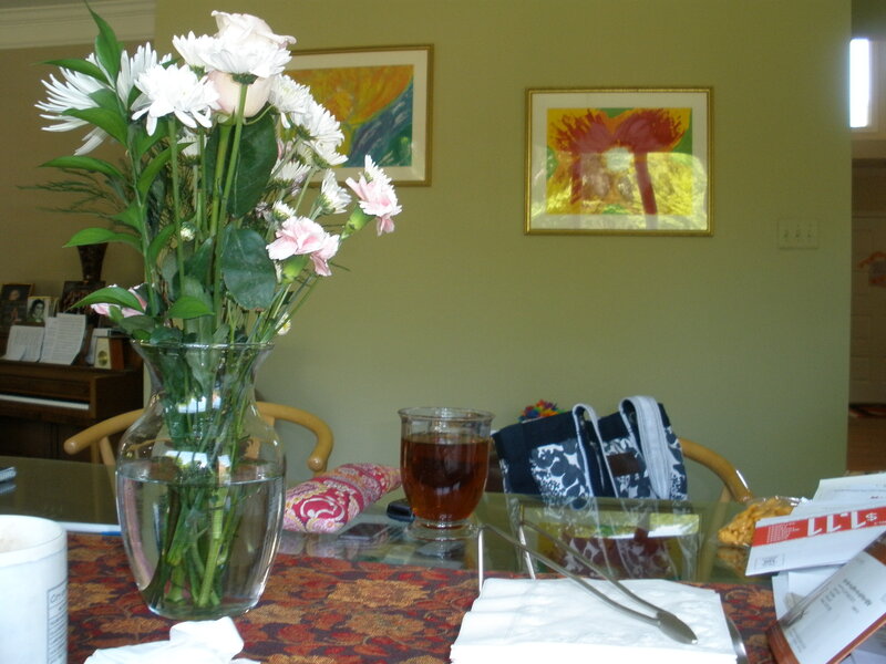 Flowers and tea on a table