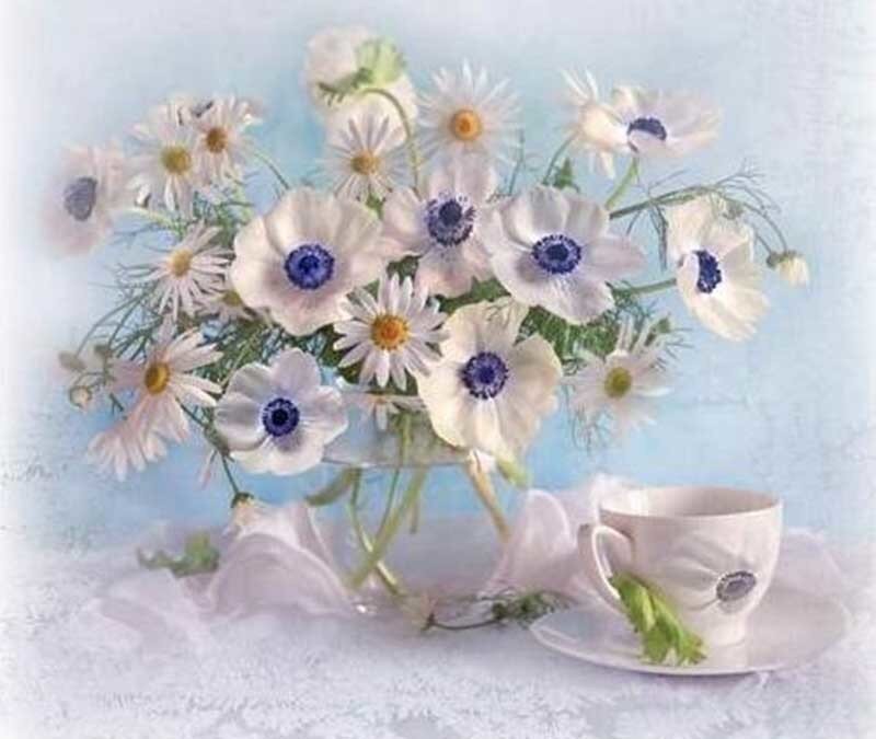 flowers and teacup still life