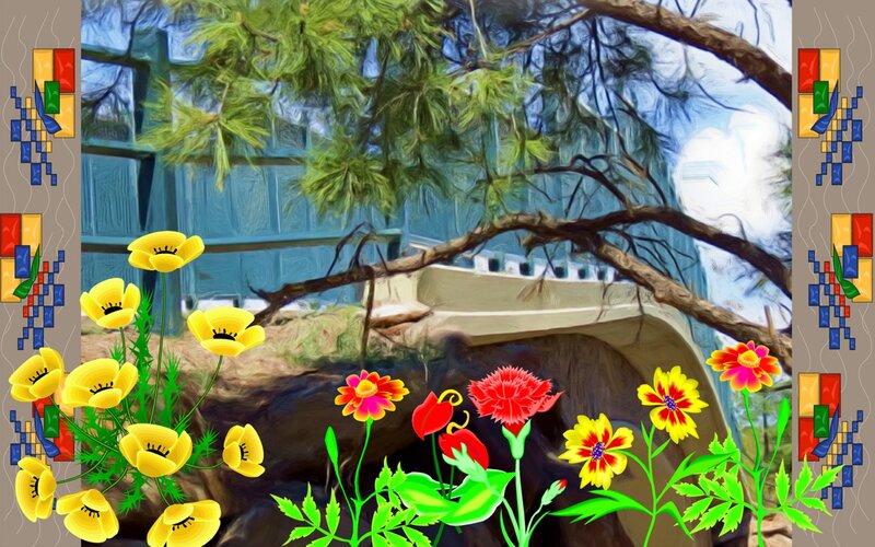 Flowers and Tree Branch
