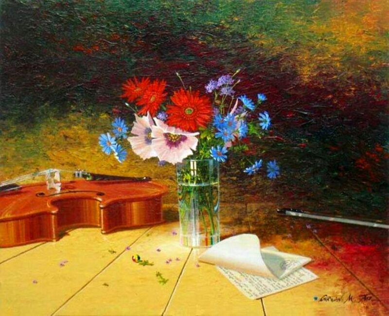 Flowers and Violin