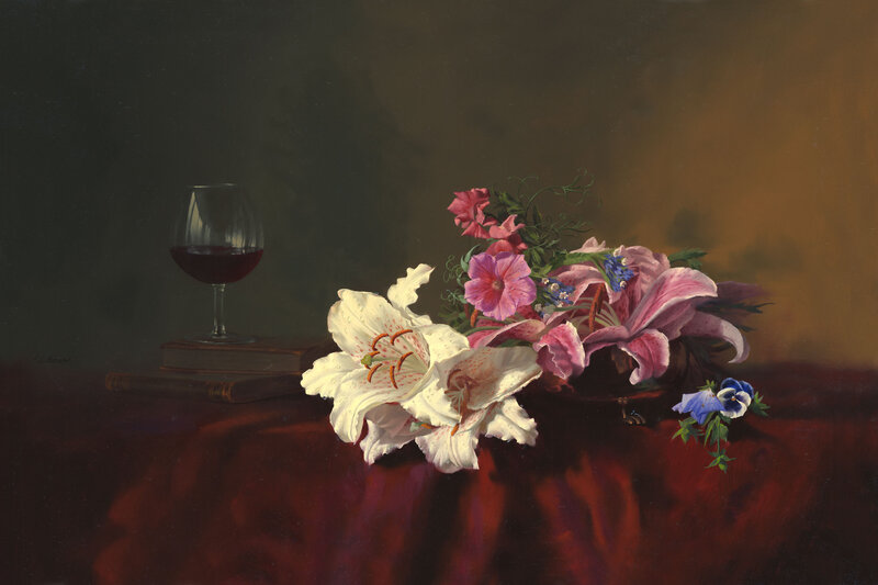 Flowers and Wine Glass