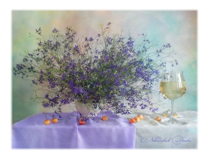 Flowers and wine still life