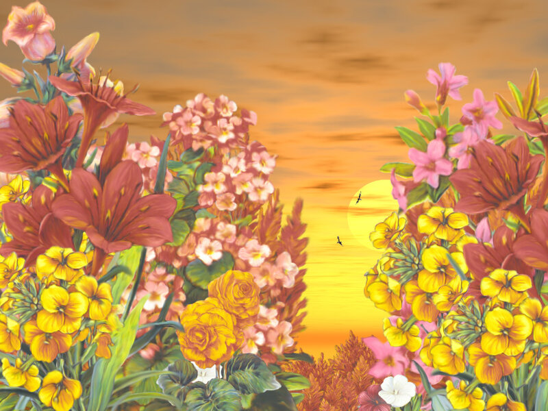Flowers at Sunset — Yellow