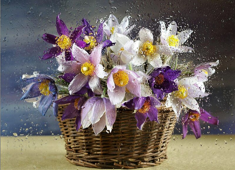 Flowers in a Basket — Purple