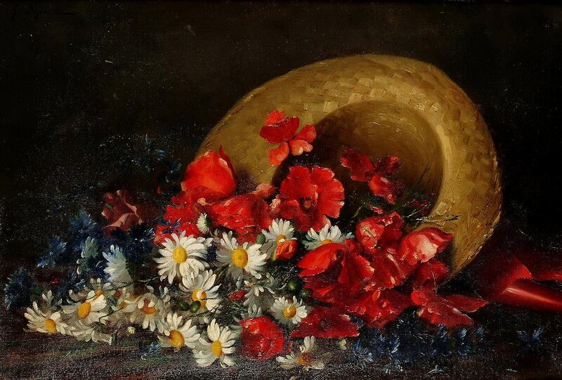 Flowers in a Basket — Red