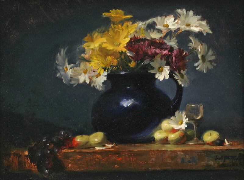 Flowers in a Blue Vase