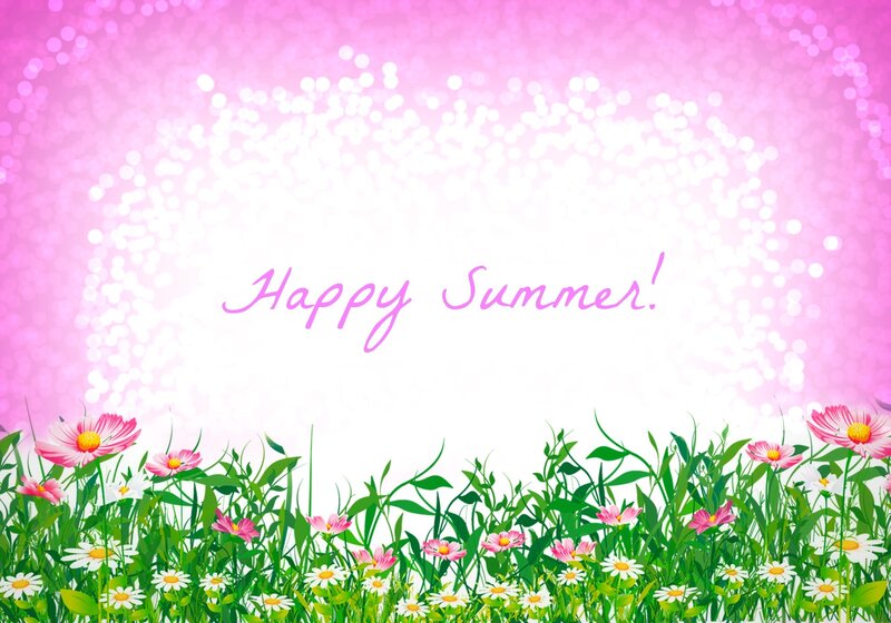 Flowers in a Field — Pink, Cheerful