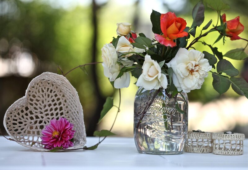 Flowers in a glass jar