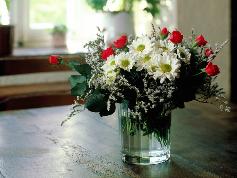 Flowers in a glass vase