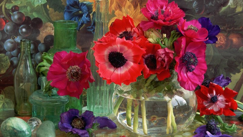 Flowers in a glass vase