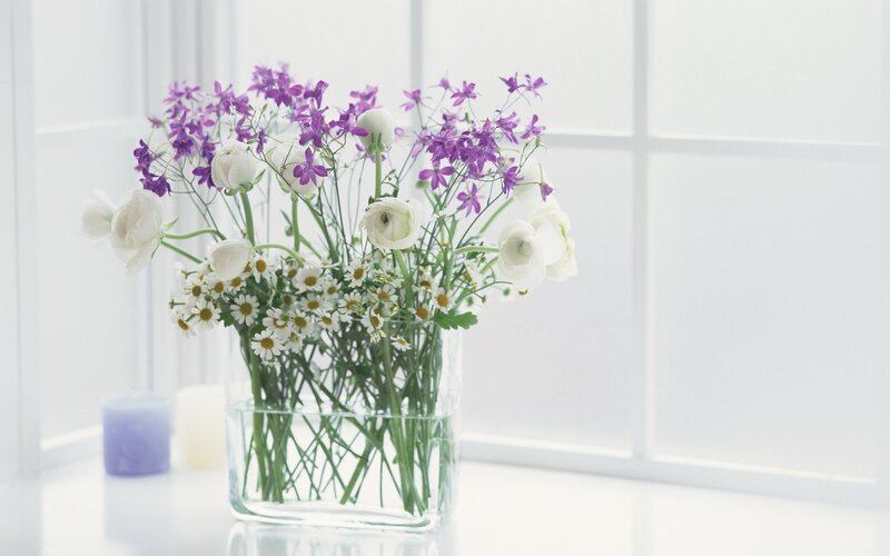 Flowers in a glass vase