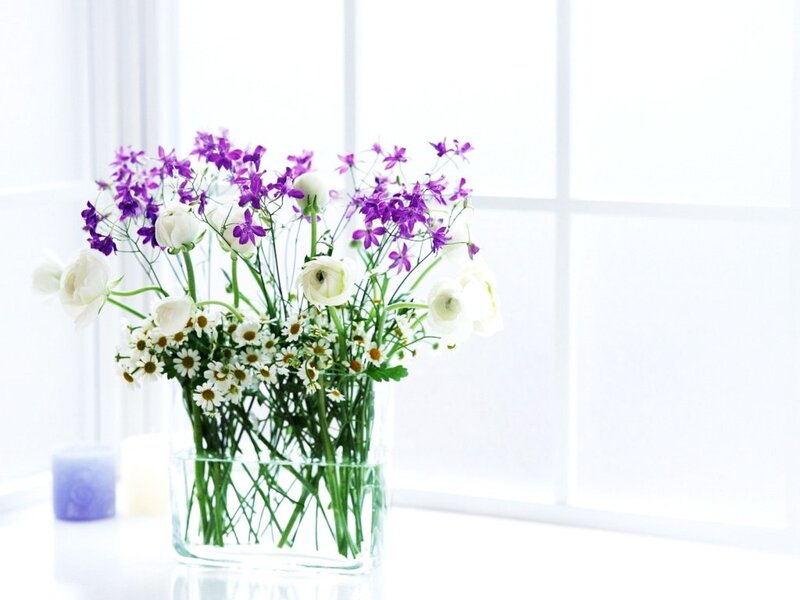 Flowers in a glass vase