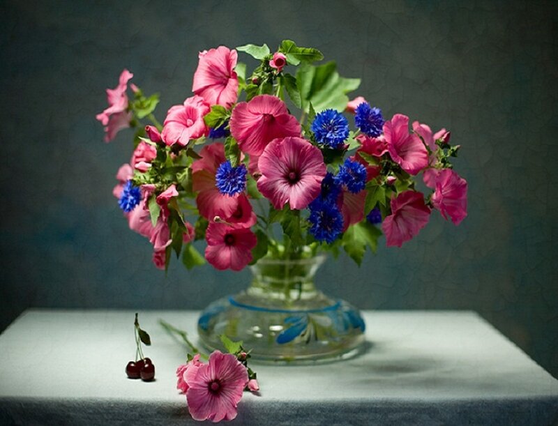 Flowers in a glass vase