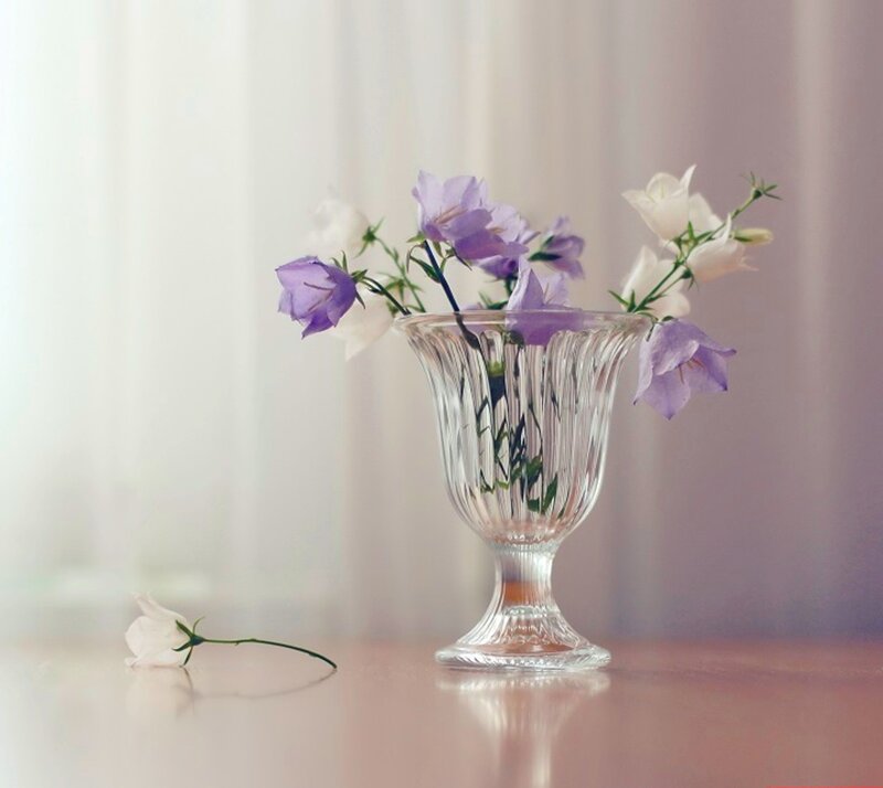 Flowers in a Glass Vase — Purple