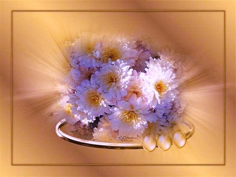 Flowers in a golden bowl