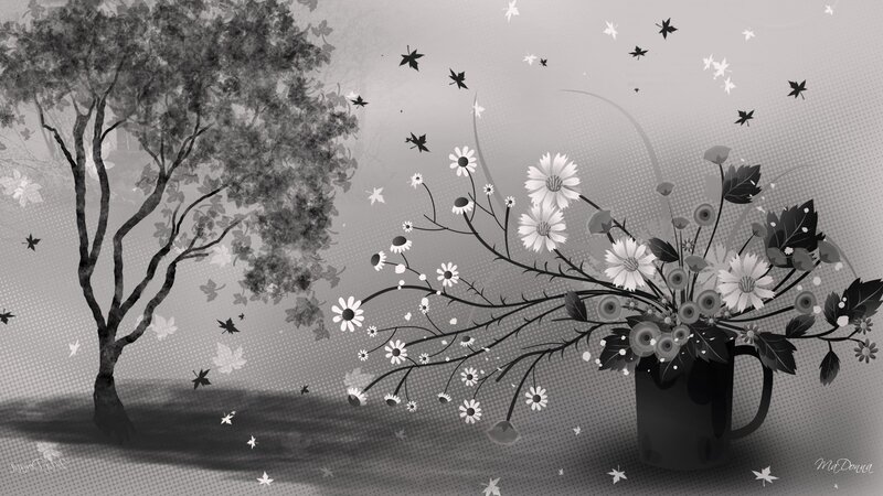 Flowers in a Mug — Black